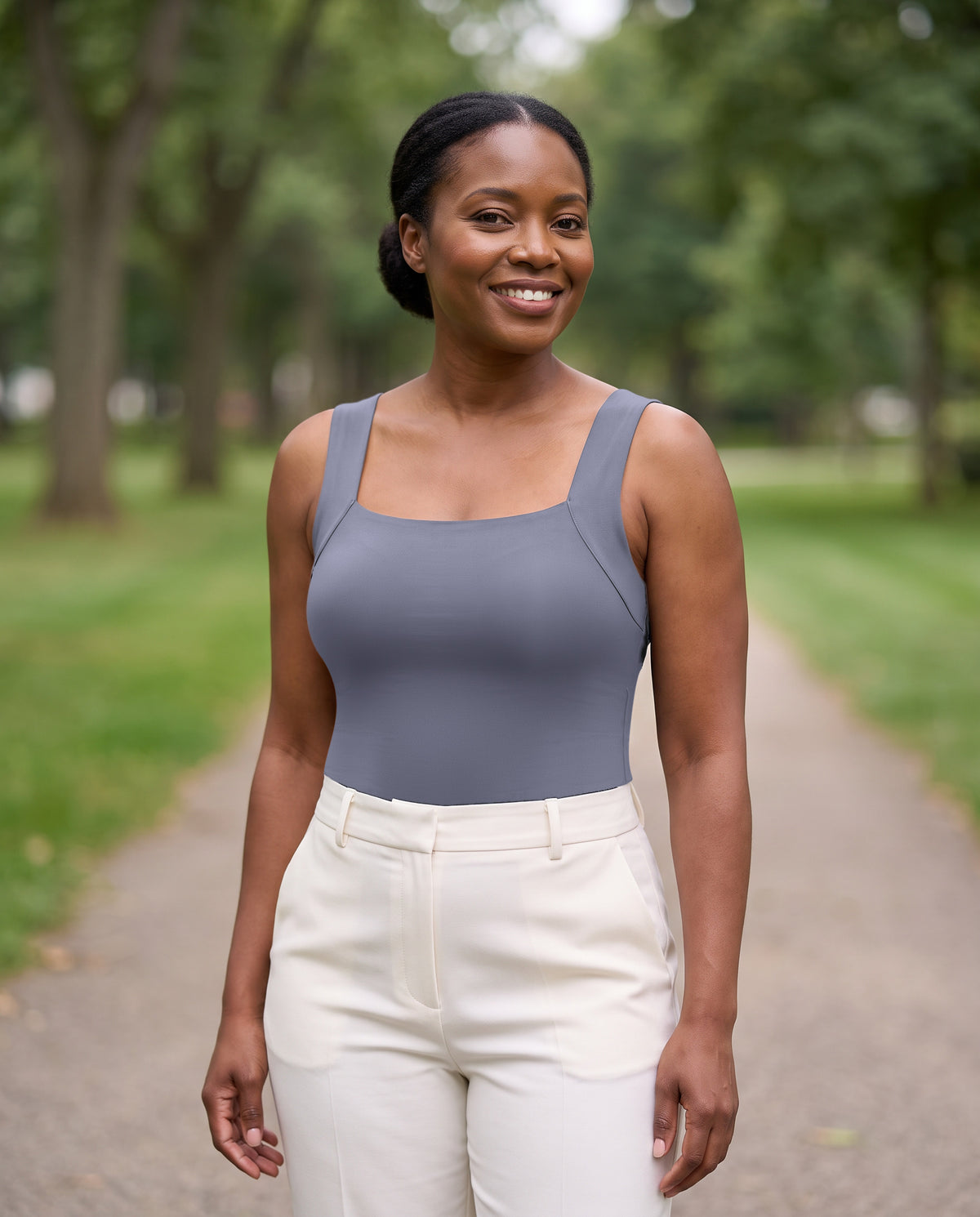 Sabelune built-in bra tank in Slate Grey